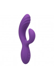 Фиолетовый вибромассажер-кролик Stella Liquid Silicone “C” Curve - 19 см.