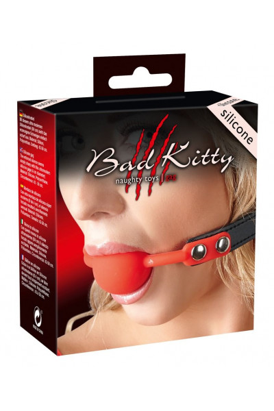 Силиконовый кляп-шар на чёрных ремешках Red Gag silicone