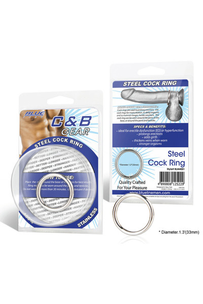 Стальное эрекционное кольцо STEEL COCK RING - 3.5 см.