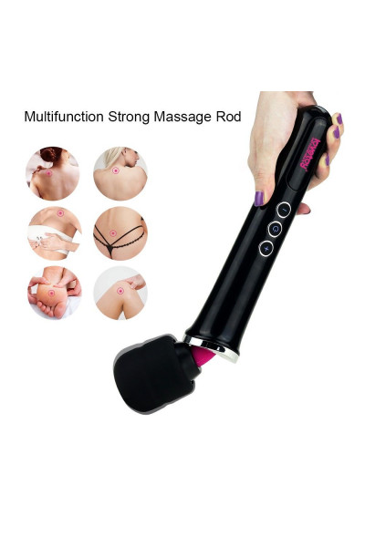 Черный вибростимулятор Training Master Ultra Powerful Rechargeable Body Wand - 30,5 см.