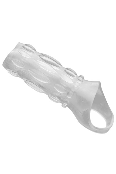 Насадка на пенис с кольцом для мошонки Clear Sensations Enhancer Sex Sleeve - 11,5 см.