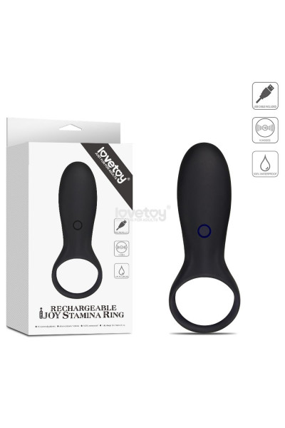 Черное эрекционное виброкольцо IJOY Rechargeable Stamina Ring