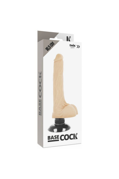 Телесный вибратор на присоске Basecock Realistic Vibrator 2in1 - 18,5 см.