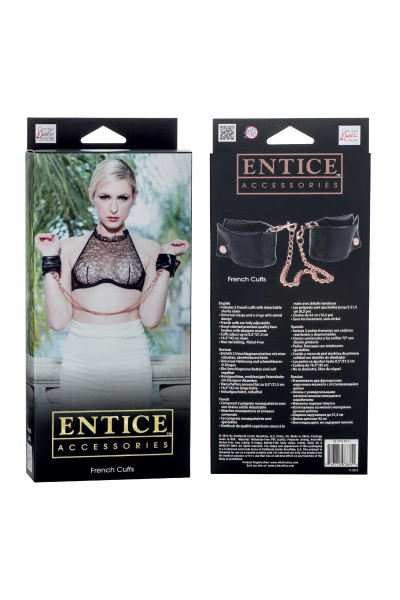 Черные мягкие наручники Entice French Cuffs с цепью