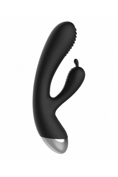 Чёрный вибратор E-Stimulation Rabbit Vibrator с электростимуляцией - 19 см.