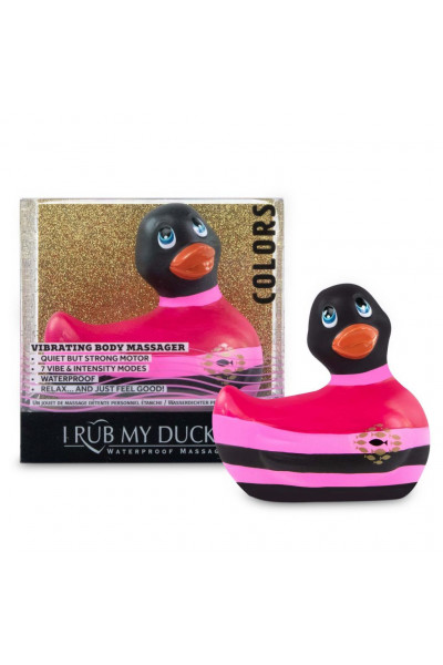 Вибратор-уточка I Rub My Duckie 2.0 Colors с черно-розовыми полосками