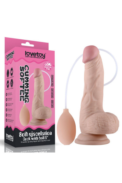 Телесный фаллоимитатор с имитацией эякуляции Soft Ejaculation Cock With Ball 8 - 17,8 см.