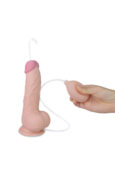 Телесный фаллоимитатор с имитацией эякуляции Soft Ejaculation Cock With Ball 8 - 17,8 см.