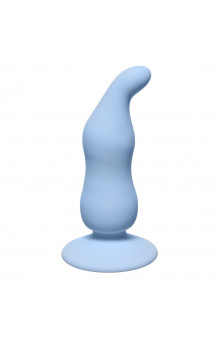 Голубая анальная пробка Waved Anal Plug Blue - 11 см.