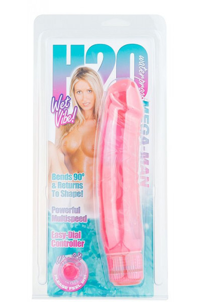 Розовый водонепроницаемый реалистик H2O MEGA MAN WATERPROOF VIBRATOR - 19 см.