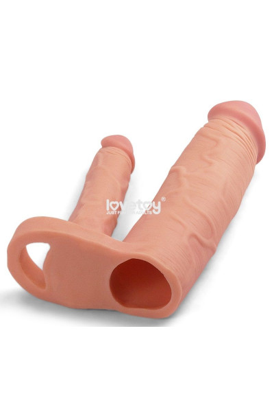 Телесная насадка для двойного проникновения Add 2 Pleasure X Tender Double Penis Sleeve - 20 см.