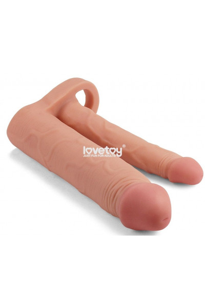 Телесная насадка для двойного проникновения Add 2 Pleasure X Tender Double Penis Sleeve - 20 см.