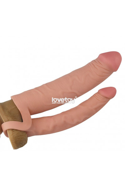 Телесная насадка для двойного проникновения Add 2 Pleasure X Tender Double Penis Sleeve - 20 см.