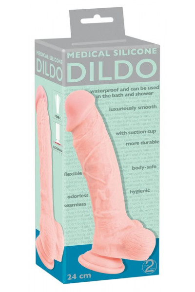 Реалистичный фаллоимитатор Medical Silicone Dildo - 24 см.