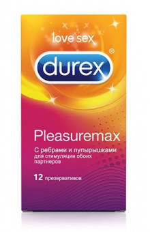 Рельефные презервативы с точками и рёбрами Durex Pleasuremax - 12 шт.