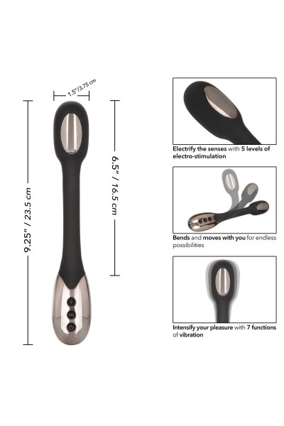 Черный гибкий вибромассажер с электростимуляцией Electro-Charge - 23,5 см.