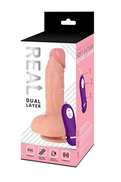 Телесный реалистичный вибратор REAL Dual Layer - 21,5 см.