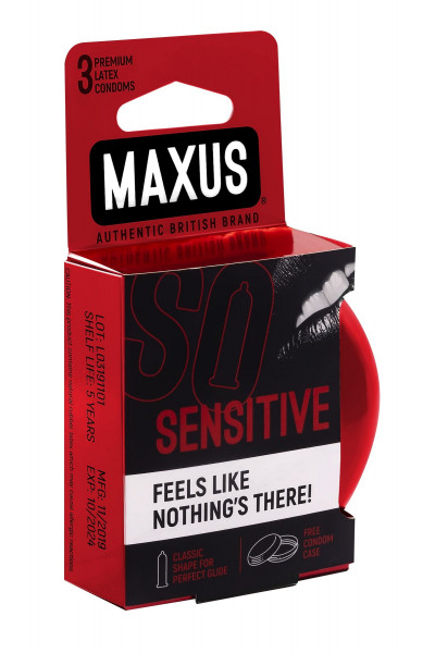 Ультратонкие презервативы в железном кейсе MAXUS Sensitive - 3 шт.