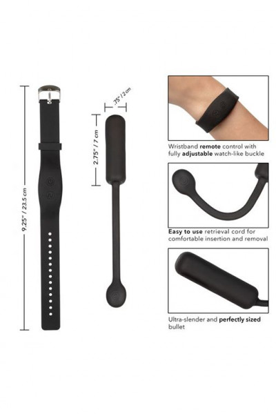 Черное виброяйцо с браслетом-пультом Wristband Remote Petite Bullet