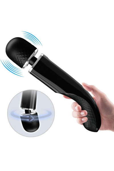 Черный вибратор-жезл Charming Massager Plus - 29 см.