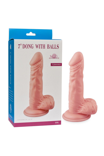 Телесный фаллоимитатор 7  Dong with Balls - 16 см.