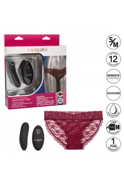 Кружевные трусики с клиторальным вибратором Remote Control Panty Set S/M