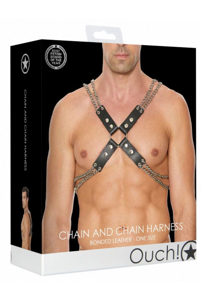 Черная мужская портупея Chain And Chain Harness