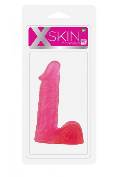 Розовый гелевый фаллоимитатор XSKIN 6 PVC DONG - 15 см.