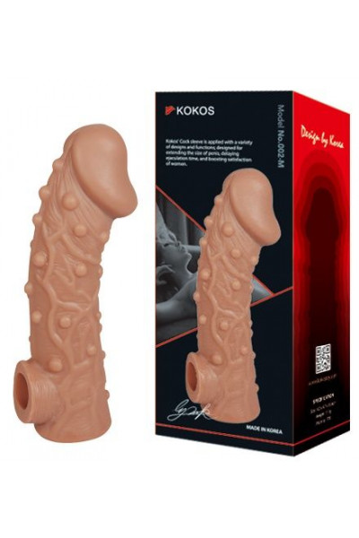 Насадка на фаллос с отверстием для мошонки Cock Sleeve 002 Size L - 17,6 см.