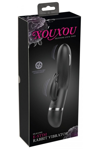 Черный вибратор-кролик с электростимуляцией E-Stim Rabbit Vibrator - 19,3 см.