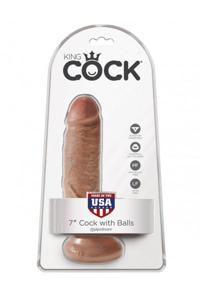 Фаллоимитатор-мулат с мошонкой 7  Cock with Balls - 19,4 см.