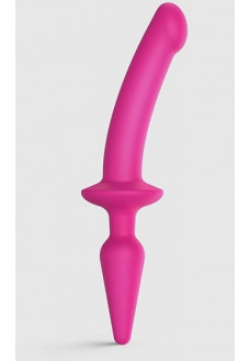 Розовый двусторонний фаллоимитатор Strap-On-Me Dildo Plug-In Switch size S