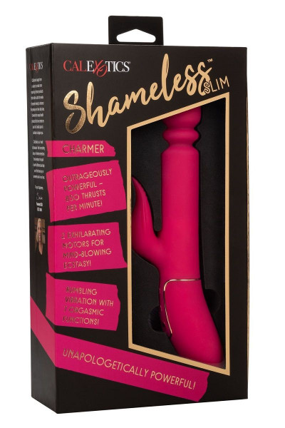 Ярко-розовый вибратор с поступательными движениями Shameless Slim Charmer - 22,75 см.