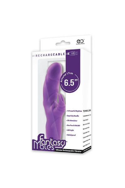 Фиолетовый вибратор с клиторальным стимулятором MATES FANTASY RECHARGE VIBRATOR - 17 см.