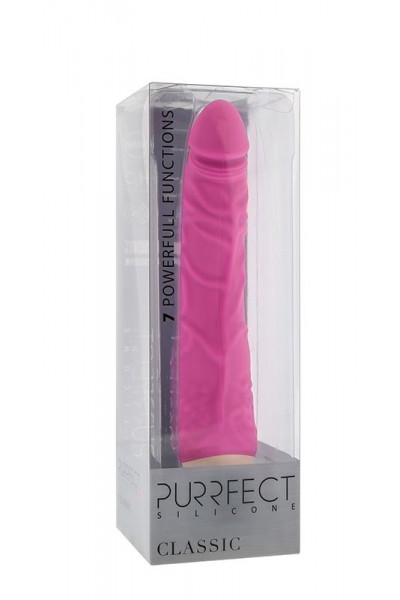 Розовый вибратор-реалистик с венками PURRFECT SILICONE CLASSIC 7.1INCH PINK  - 18 см.