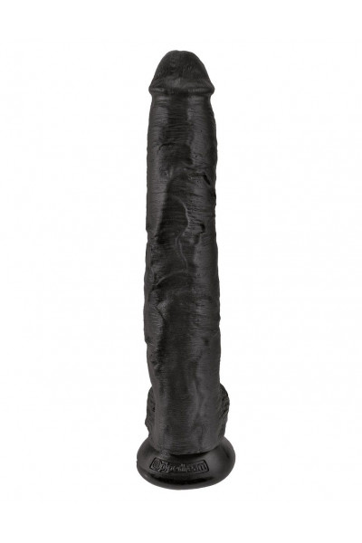 Чёрный фаллоимитатор-гигант 14  Cock with Balls - 37,5 см.