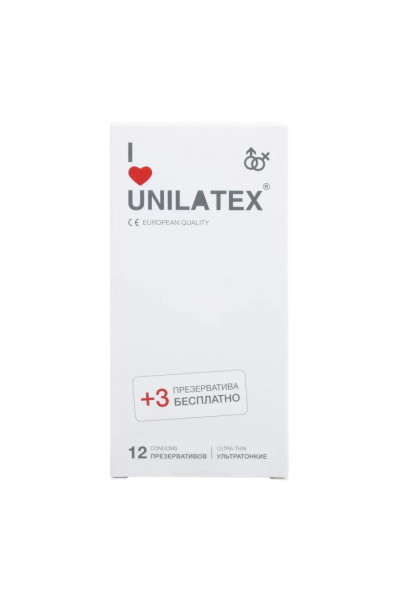 Ультратонкие презервативы Unilatex Ultra Thin - 12 шт. + 3 шт. в подарок