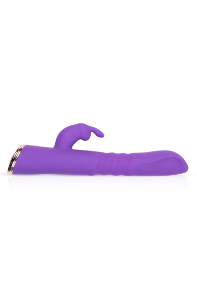 Фиолетовый вибратор-кролик The Queen Thrusting Vibrator - 29 см.