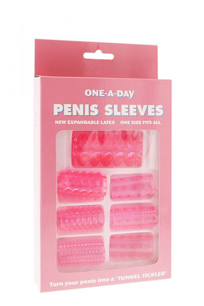 Набор из 7 розовых насадок на пенис ONE-A-DAY PENIS SLEEVES PINK