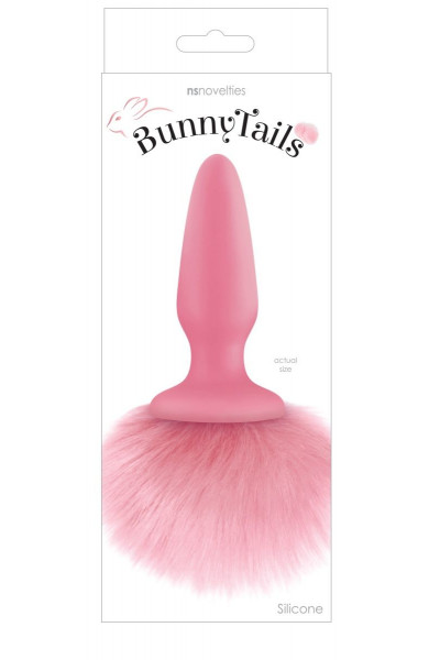 Розовая анальная пробка с коротким розовым хвостиком Bunny Tails