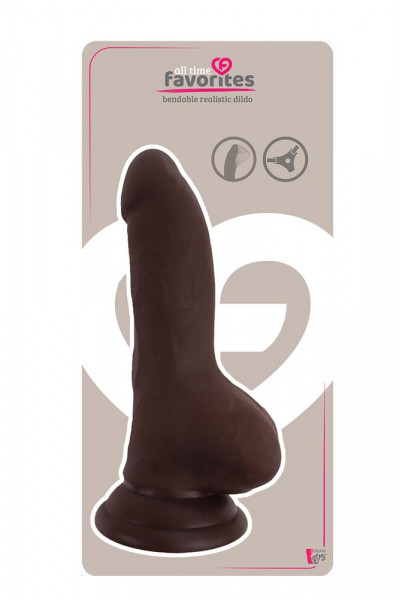 Коричневый фаллоимитатор BENDABLE DILDO на присоске - 18 см.