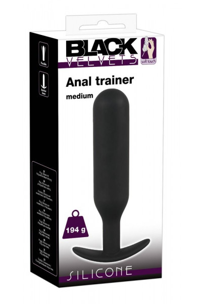 Черная утяжеленная анальная пробка Anal Trainer Medium - 18 см.