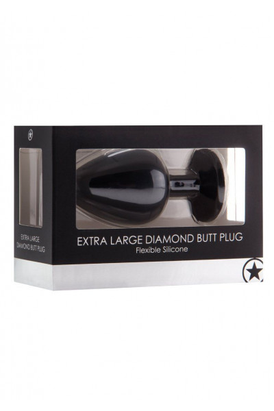 Чёрная анальная пробка Extra Large Diamond Butt Plug - 9,3 см.