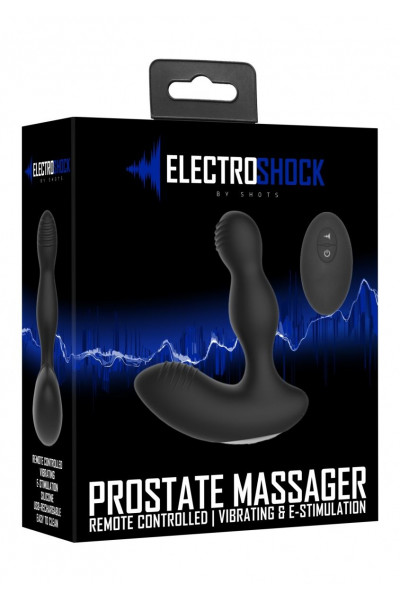 Черный массажер простаты с электростимуляцией и пультом ДУ Prostate massager