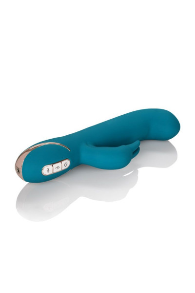 Бирюзовый вибратор с изогнутой головкой Jack Rabbit Signature Silicone Rocking  G  Rabbit - 20 см.