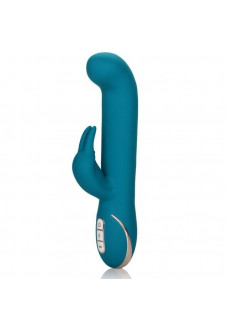 Бирюзовый вибратор с изогнутой головкой Jack Rabbit Signature Silicone Rocking  G  Rabbit - 20 см.