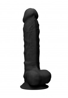 Черный фаллоимитатор Realistic Cock With Scrotum - 22,8 см.