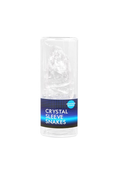 Закрытая рельефная насадка Crystal sleeve snakes в виде змеи с усиками - 14 см.