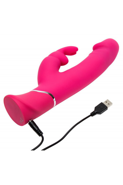 Розовый вибратор-кролик Realistic Dual Density Rechargeable Rabbit Vibrator - 25,5 см.