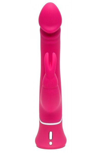 Розовый вибратор-кролик Realistic Dual Density Rechargeable Rabbit Vibrator - 25,5 см.